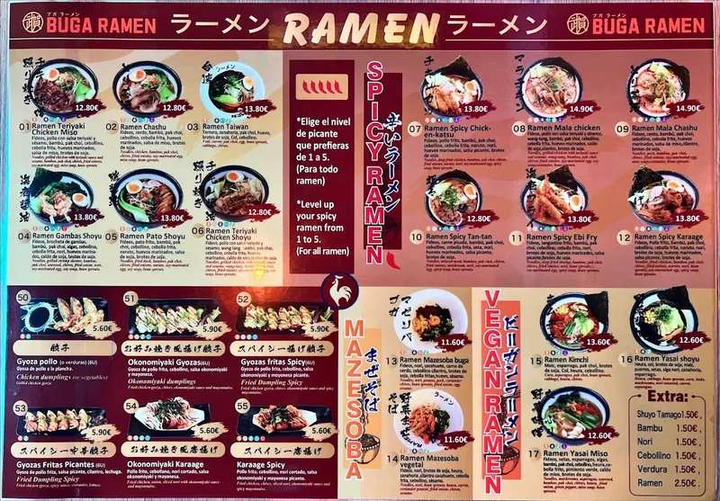 menu 1 of Buga Ramen Málaga