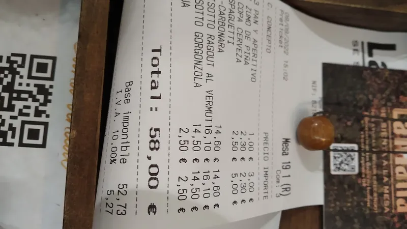 menu 1 of La Mafia se sienta a la mesa