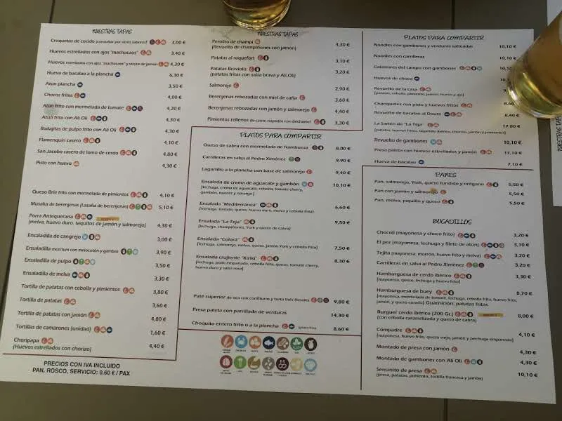menu 2 of La Teja