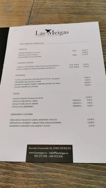 menu 0 of Las Meigas