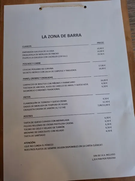 menu 1 of Las Meigas