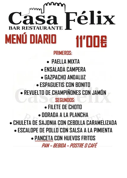menu 0 of Casa Félix