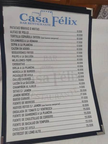 menu 1 of Casa Félix