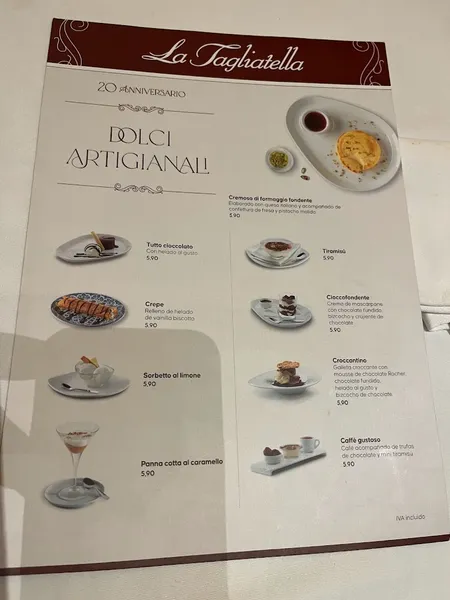 menu 1 of Restaurante La Tagliatella