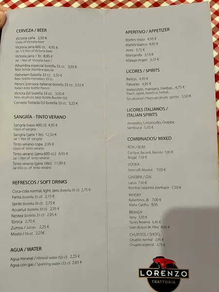 menu 0 of Lorenzo
