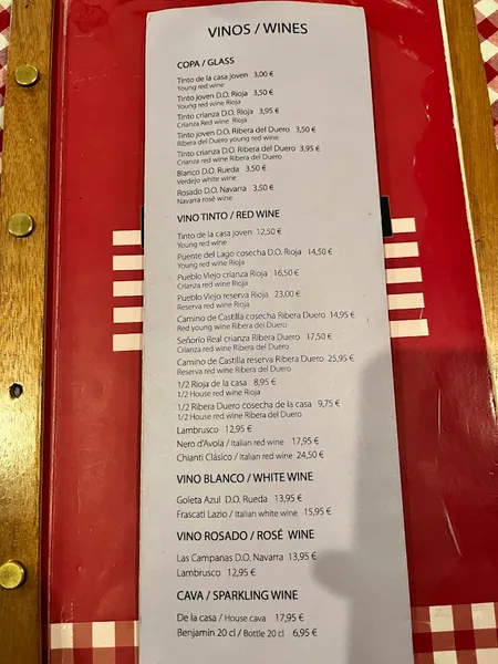 menu 2 of Lorenzo