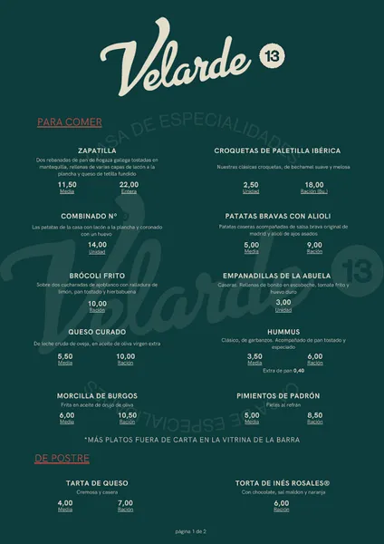 menu 0 of Bar Malos