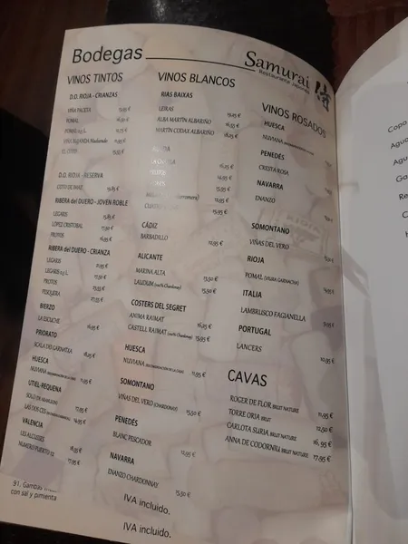 menu 0 of Restaurante Japonés - SAMURAI