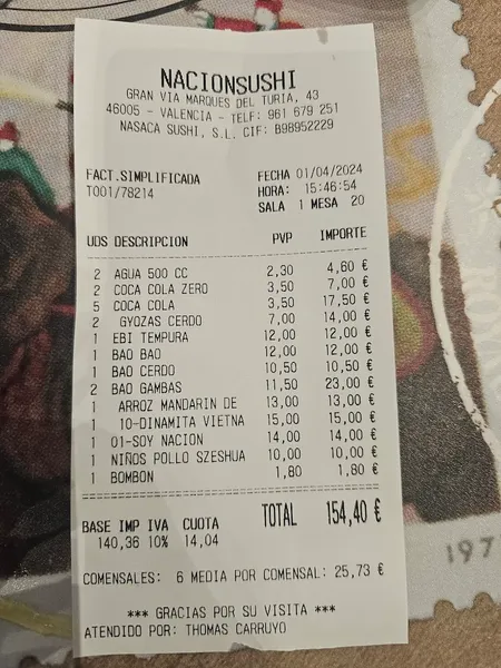 menu 1 of Nacionsushi Valencia