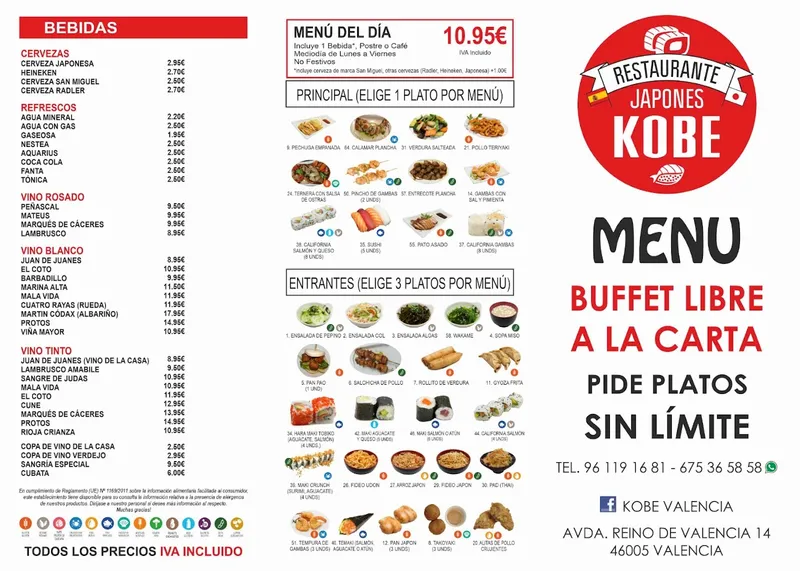 menu 0 of restaurante japones KOBE