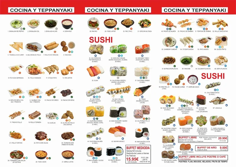 menu 1 of restaurante japones KOBE