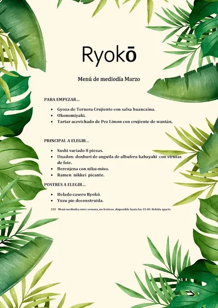 menu 1 of Ryokō - Nikkei Sushi Bar