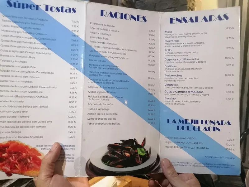 menu 1 of Bar Chacin