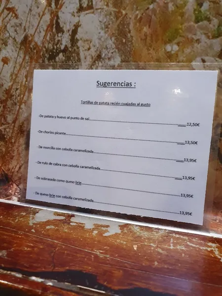 menu 2 of Bar Chacin