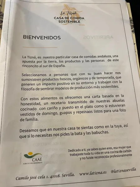 menu 1 of La Tizná