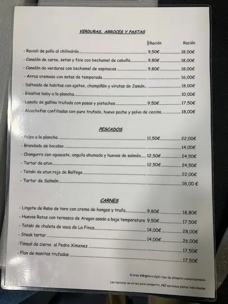 menu 2 of Restaurante El Descorche