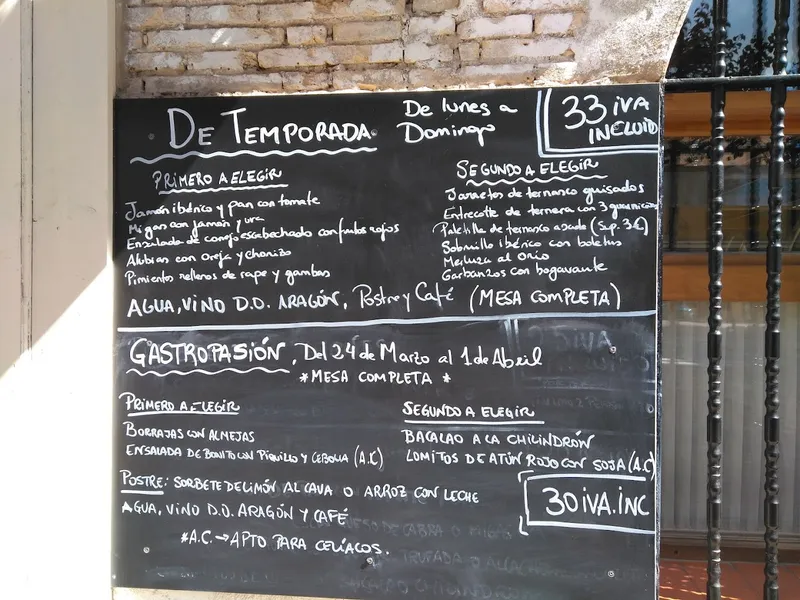 menu 1 of Restaurante La Rinconada de Lorenzo | Zaragoza