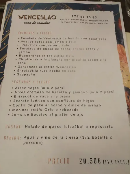 menu 0 of Restaurante Wenceslao