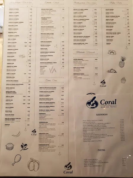 menu 1 of CORAL MAR DE TAPAS