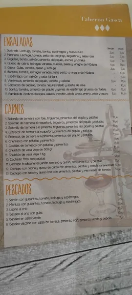 menu 1 of Taberna Gasca