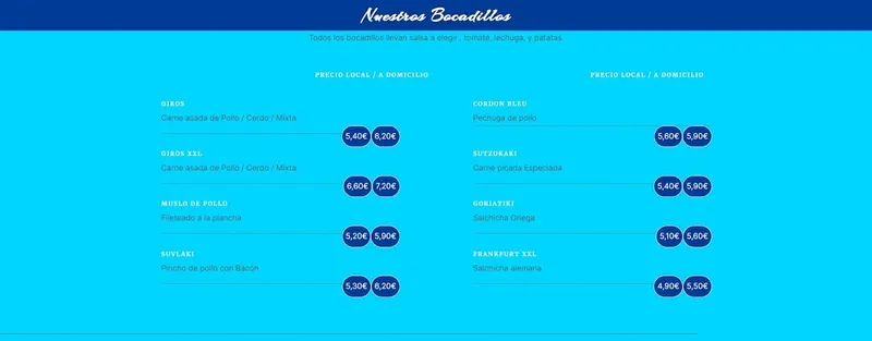 menu 0 of Giros Griego Paseo Calanda