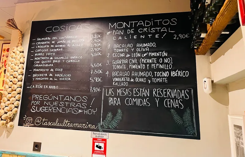 menu 2 of Tasca La Ultramarina