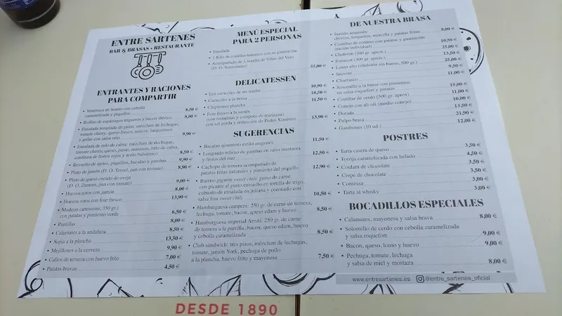 menu 2 of Entre Sartenes