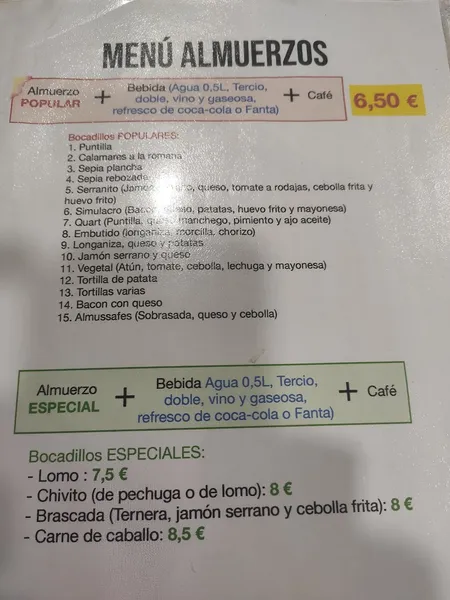 menu 0 of Restaurante Casa Aparicio