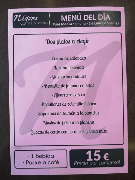menu 1 of Restaurante Nágora