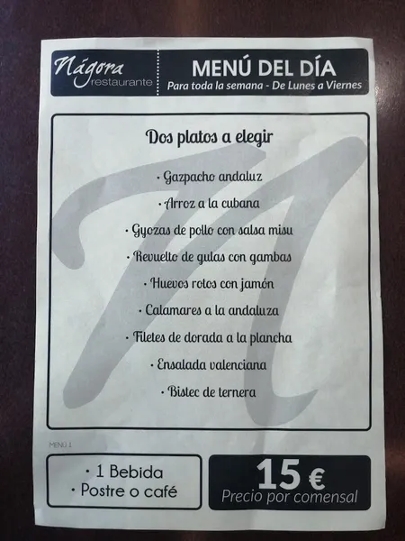 menu 2 of Restaurante Nágora