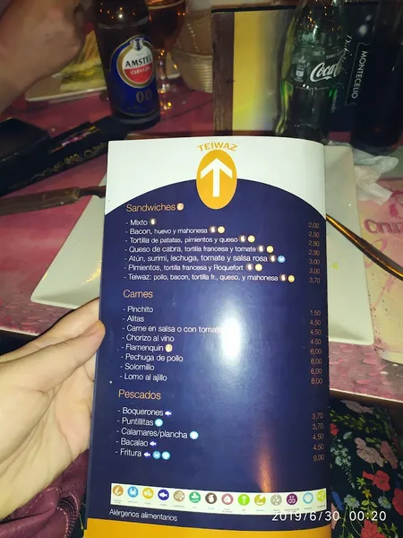 menu 2 of Bar Teiwaz