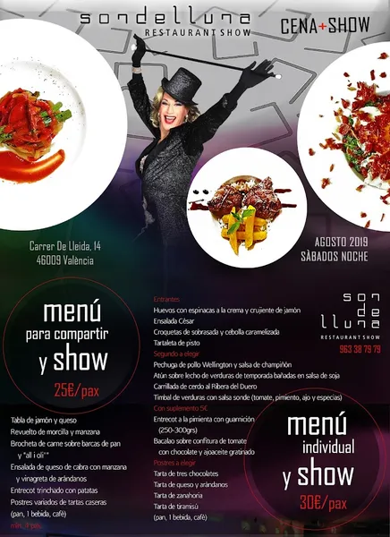 menu 1 of SONDELLUNA RESTAURANT SHOW