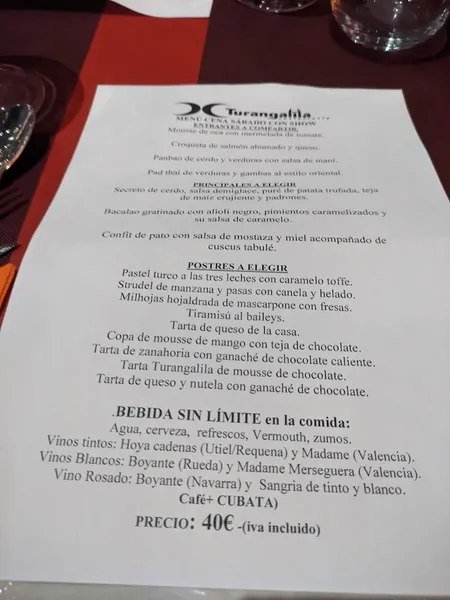menu 0 of Turangalila