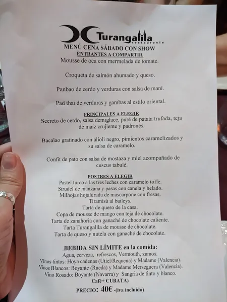 menu 1 of Turangalila