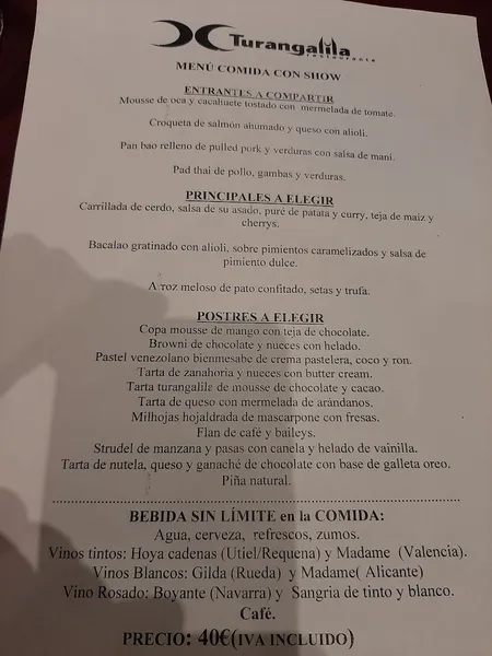 menu 2 of Turangalila