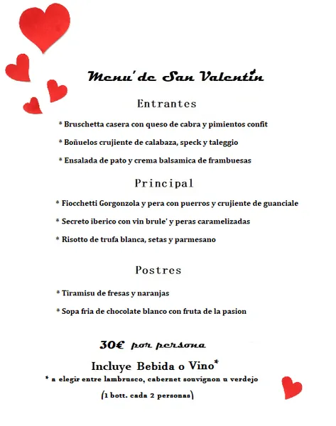 menu 2 of Cinquecento