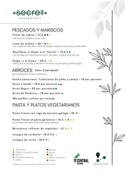 menu 0 of Restaurant Secret