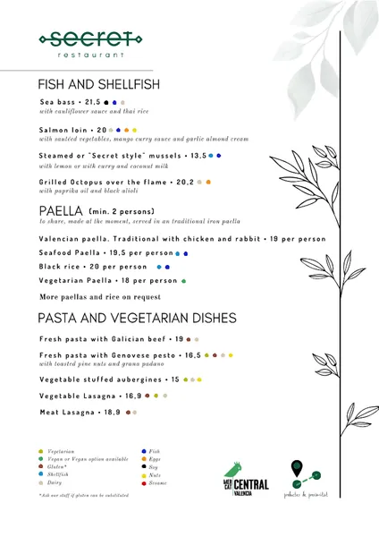 menu 2 of Restaurant Secret
