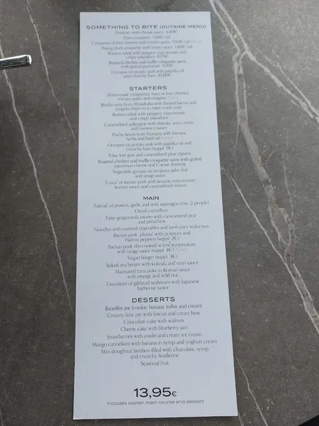 menu 2 of Tagomago Valencia