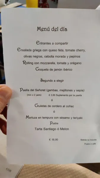 menu 1 of Rincón 33