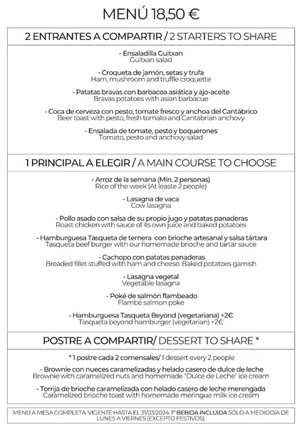 menu 0 of La Tasqueta del Mercat