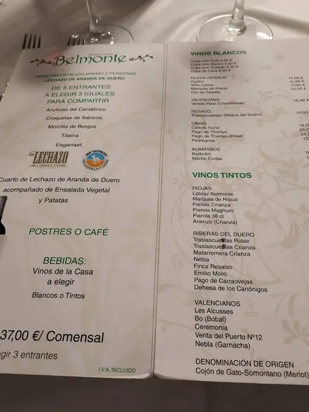 menu 0 of Restaurante Belmonte