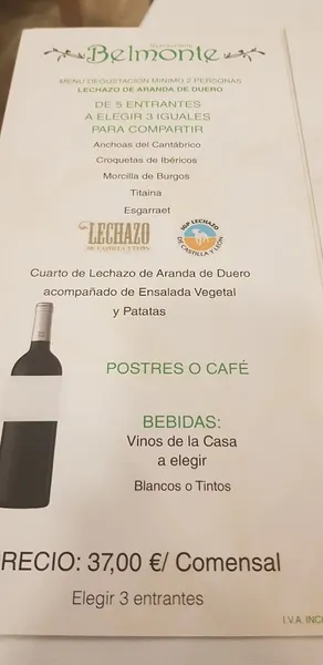 menu 1 of Restaurante Belmonte