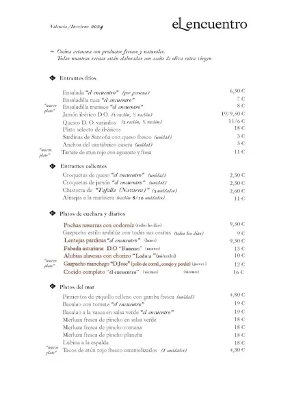 menu 0 of Restaurante El Encuentro