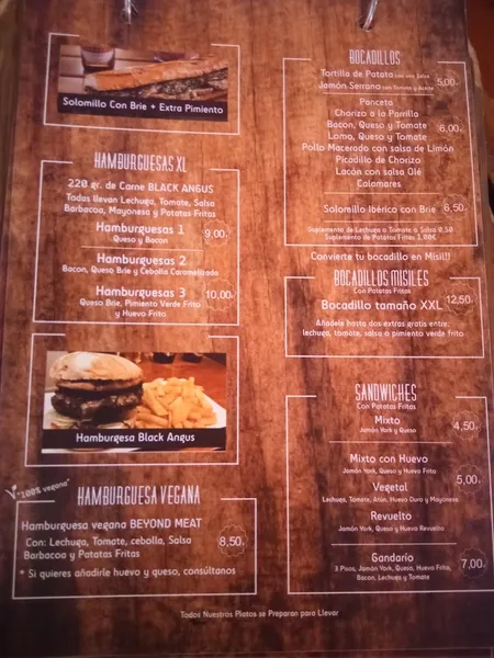 menu 2 of Gandarío