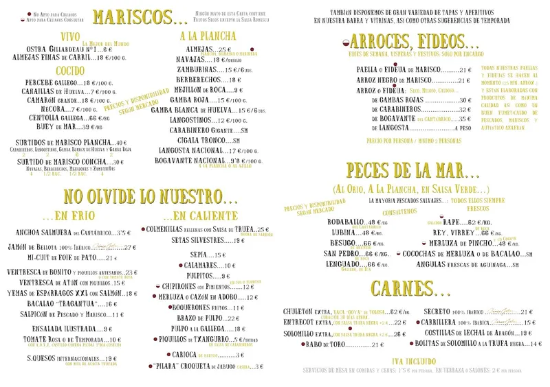 menu 1 of TRAGANTÚA Gran Taberna
