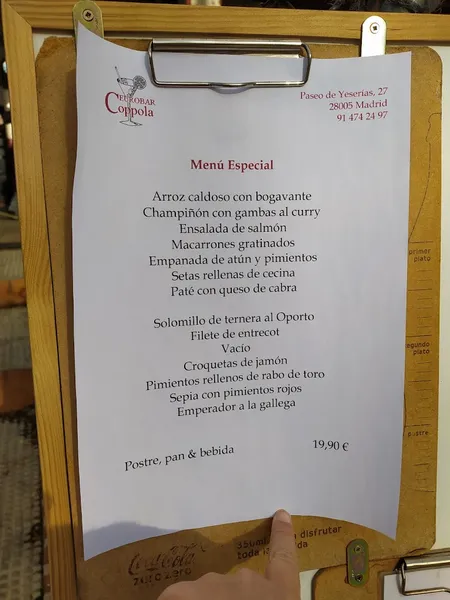 menu 1 of Eurobar Coppola
