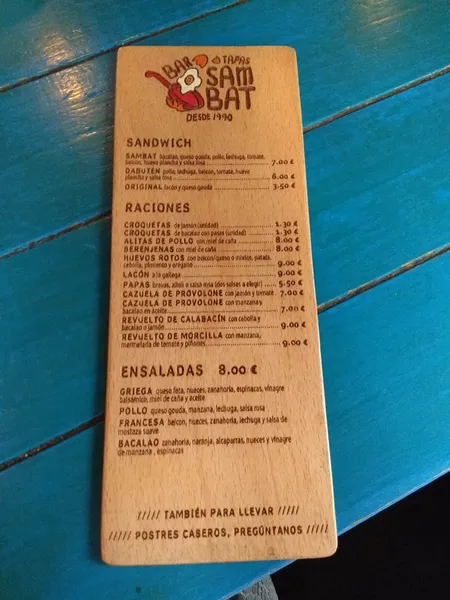 menu 0 of Bar Sambat