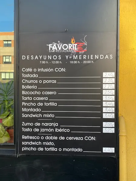 menu 2 of Cafetería Favorite Restaurante