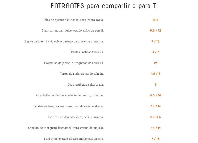 menu 0 of El Asturiano